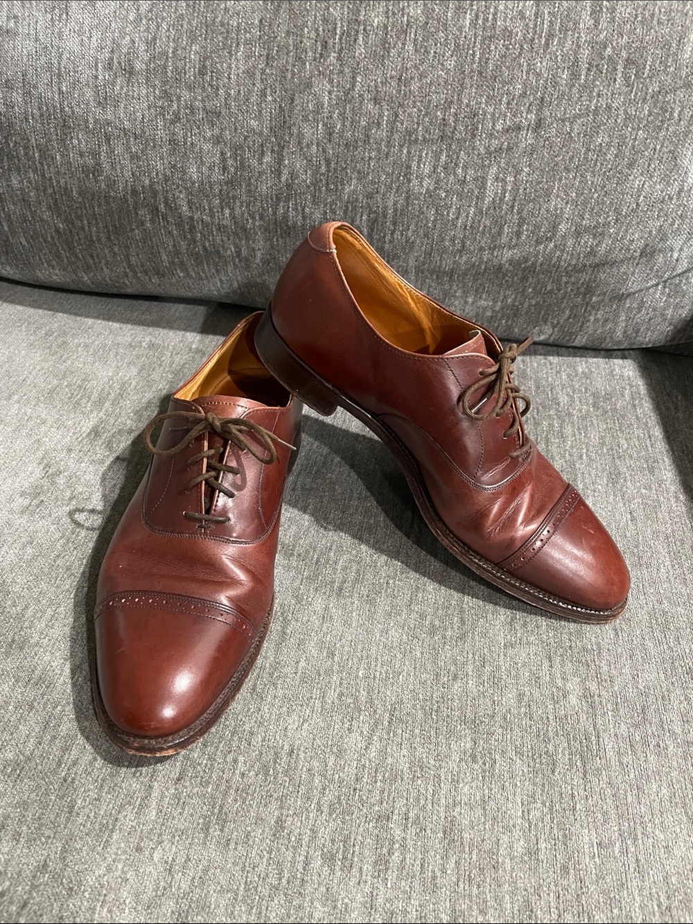 Brooks Brothers "Brooks English" Brown Leather Cap Toe Oxford Dress Shoes 9.5